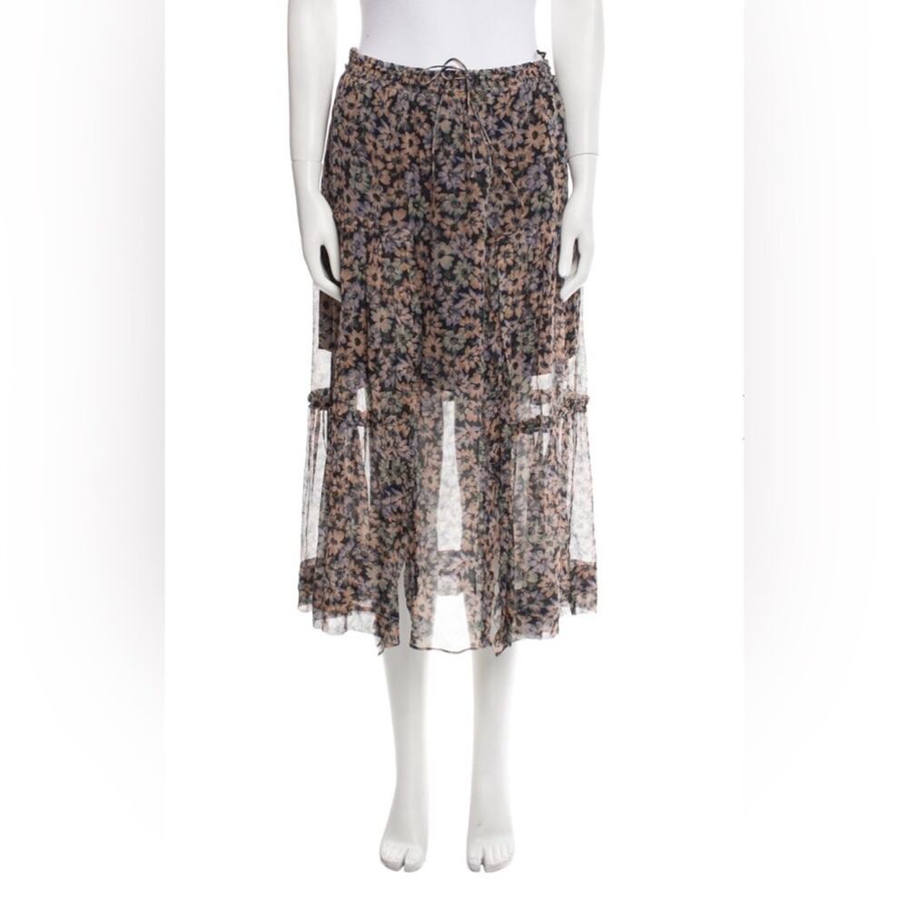 Coach 1941 skirt Silk Tiered sheer Floral boho hippie fairy fall purple 4